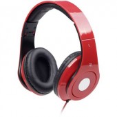 Fejhallgató, On Ear vezetékes HiFi fejhallgató, headset, kábelbe integrált mikrofonnal, piros színű Gembird Detroit