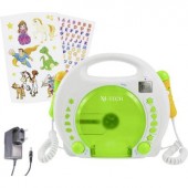 Gyermek CD lejátszó X4 Tech Bobby Joey CD, SD, USB Karaoke funkcióval, Mikrofonnal Fehér, Zöld