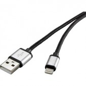 iPad/iPhone/iPod töltő-/adatkábel, 1x USB 2.0 dugó A - 1x Apple Dock dugó Lightning, 3 m, sötétszürke, Renkforce