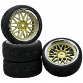 Reely 1:10 Közúti modell, Sportkocsi Komplett kerék Devil 10 duplaküllős Arany, Króm-ezüst (fényes) 4 db