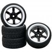 Reely 1:10 Közúti modell, Sportkocsi Komplett kerék Racing 6 küllős Fekete-fehér 4 db