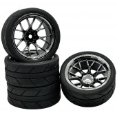 Reely 1:10 Közúti modell, Sportkocsi Komplett kerék Speed Y-küllős Króm-fekete 4 db