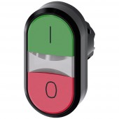 Siemens 3SU10013AB420AK0 3SU1001-3AB42-0AK0 Kettős nyomógomb Műanyag előlapi gyűrű Gomb Fekete, Zöld, Piros 1 db