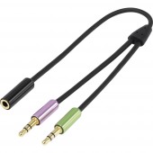 SpeaKa Professional Jack Audio Y adapter [2x Jack dugó, 3,5 mm-es - 1x Jack alj, 3,5 mm-es] Fekete