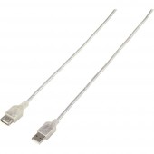 Renkforce USB 2.0 Csatlakozókábel [1x USB 2.0 dugó, A típus - 1x USB 2.0 alj, A típus] 3.00 m Átlátszó