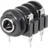 Jack csatlakozó, 6,35 mm Alj, beépíthető, vízszintes Pólusszám: 2 Mono Fekete TRU COMPONENTS 1 db