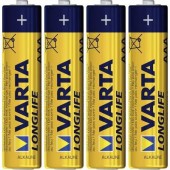 Mikroelem AAA, alkáli mangán, 1,5V, 4 db, Varta Longlife LR03, AAA, LR3, AM4M8A, AM4, S