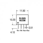 2 W-os DC/DC átalakító, RI sorozat, bemenet: 12 V/DC, kimenet: 12 V/DC 168 mA 2 W, Recom International RI-1212S