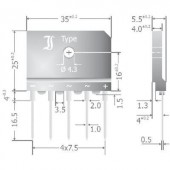 3 fázisú híd egyenirányító, névleges áram: 25 A , U(RRM) 1200 V, Diotec DBI25-12A