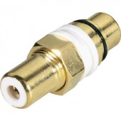 Beépíthető RCA adapter, aranyozott, belül szigetelt, fehér