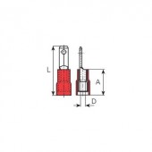 Lapos csúszósaru hüvely 4,8 x 0,5 mm, részlegesen szigetelt, kék, Vogt Verbindungstechnik 3904