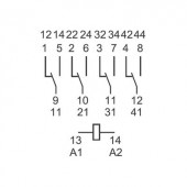 Miniatűr relé 230 V/AC 4 váltó 7 A 250 V/AC 7 A/250 V/AC, Finder 55.34.8.230.5040