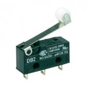 Cherry szubminiatűr karos mikrokapcsoló, 250V/AC, 1 váltó, forrasztós, DB2C-A1RC