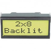 Alfanumerikus LCD DOT-mátrix kijelző modul 2x8, számmagasság: 5,55 mm, sárga, EA DIPS082-HNLED