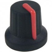 Készülékgomb, K86R fekete/piros 6MM SPL