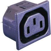 Beépíthető hálózati műszercsatlakozó aljzat, függőleges, 3 pól., 10 A, fekete, C13, ESKA Bulgin PX0695/15/63