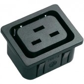 Beépíthető hálózati műszercsatlakozó aljzat, függőleges, 3 pól., 16 A, fekete, C19, Kaiser 766/10/63/sw/C