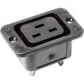 Beépíthető hálózati műszercsatlakozó aljzat, függőleges, 3 pól., 16 A, fekete, C19, Kaiser 766/63/sw/C