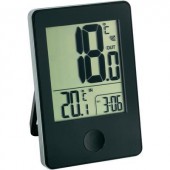 Vezeték nélküli hőmérő órával, fekete, TFA
