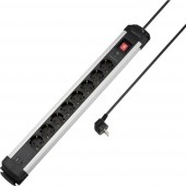 Sygonix SY-6807134 Túlfeszültség ellen védő elosztó 8 részes Fekete, Ezüst Védőérintkezős 1 db