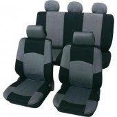 Autó üléshuzat készlet, 17 részes, fekete, szürke, egyes ülés/hátsó ülés, Petex Classic,