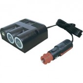 Szivargyújtó elosztó USB töltővel, 2 szivargyújtó aljzat, 2 USB A aljzat 12-24V/5V 2x2500 mA ProCar 67325501