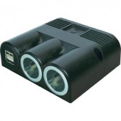 Szivargyújtó elosztó USB töltővel, 2 szivargyújtó aljzat, 2 USB A aljzat 12-24V/5V 2x2500 mA ProCar 67324501