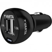 Szivargyújtó USB gyorstöltő adapter 2 USB aljzattal 12V/5V (max.) 2.4A Varta Power-Fast 57931101401