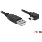 Delock USB 2.0 Csatlakozókábel [1x USB 2.0 dugó, A típus - 1x USB 2.0 dugó, mini B típus] 0.5 m Fekete
