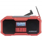 Albrecht DR 112 Kültéri rádió DAB+, URH Vészhelyzeti rádió, USB, Bluetooth® Akkutöltő funkció, Kézi kurbli, Napelem, Fröccsenő víz ellen védett, ütésálló,