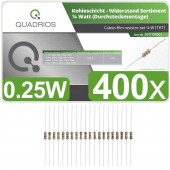 Quadrios 201711P001 Szénréteg ellenállás készlet Axiális kivezetéssel 0.25 W 5 % 400 db