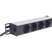 10  Hálózati szekrény elosztó Intellinet 714020 2 db fém tartóval 10-os szekrényhez Alumínium, Fekete