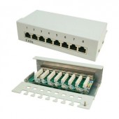 8 portos CAT6 patch panel RAL7035, LogiLink NP0016A