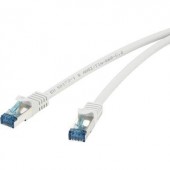 RJ45-ös patch kábel, hálózati LAN kábel, tűzálló, CAT 6A S/FTP [1x RJ45 dugó - 1x RJ45 dugó] 0,25 m szürke, Renkforce