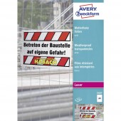 Avery-Zweckform 3487 Vízálló fólia DIN A4 Lézernyomtató, Színes lézernyomtatás, Másoló, Színes fénymásolás Fehér 100 db