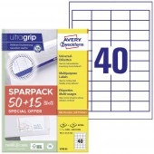 Avery-Zweckform 4780-65 Univerzális etikett 48.5 x 25.4 mm Papír Fehér 65 lap Véglegesen tapadó Tintasugaras nyomtató, Lézernyomtató, Színes lézernyomtatás,