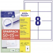 Avery-Zweckform 4782-65 Univerzális etikett 97 x 67.7 mm Papír Fehér 65 lap Véglegesen tapadó Tintasugaras nyomtató, Lézernyomtató, Színes lézernyomtatás,