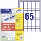 Avery-Zweckform 6121-65 Univerzális etikett 38 x 21.2 mm Papír Fehér 65 lap Véglegesen tapadó Tintasugaras nyomtató, Lézernyomtató, Színes lézernyomtatás,