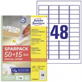 Avery-Zweckform L4736REV-65 Univerzális etikett 45.7 x 21.2 mm Papír Fehér 65 lap Leoldható Tintasugaras nyomtató, Lézernyomtató, Színes lézernyomtatás,