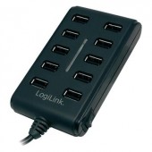 10 portos USB 2.0 hub, elosztó fekete, LogiLink UA0125