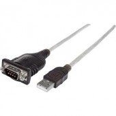 Soros portos USB 1.1 adatkábel (1x USB A 1.1 dugó - 1x D-SUB 9pólusú dugó) 0.45 m Manhattan 205153