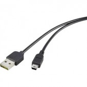 USB 2.0 A/Mini-B csatlakozókábel 1,8 m, megfordítható dugóval