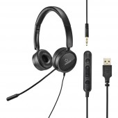 Renkforce RF-HS-360 Számítógépes headset USB Vezetékes On Ear Fekete