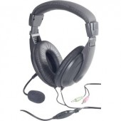 Számítógépes headset 3,5 mm-es jack Vezetékes, Sztereo Basetech BT-260A Over Ear Fekete