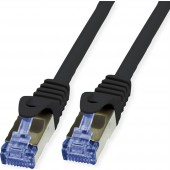 Value 21.99.0721 RJ45 Hálózati kábel, patchkábel CAT 6A S/FTP 30.00 m Fekete Kettős árnyékolás, Halogénmentes, Lángálló 1 db