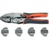 Racsnis krimpelő fogó sarukhoz, érintkezőkhöz, 5 db cserélhető betéttel Toolcraft 430461