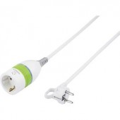 Hálózati hosszabbítókábel, kapcsolós, fehér/zöld, 5 m, HO5VV-F 3 G 1,5 mm², Renkforce
