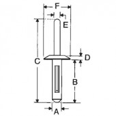 PB Fastener R-LOK műanyag vak szegecs 4.9 x 25.0 x 51.0 x 1.8 x 2.9 x 12.0 Lemezméret 6.0 - 10.0 mm PA 6.6/POM Fekete